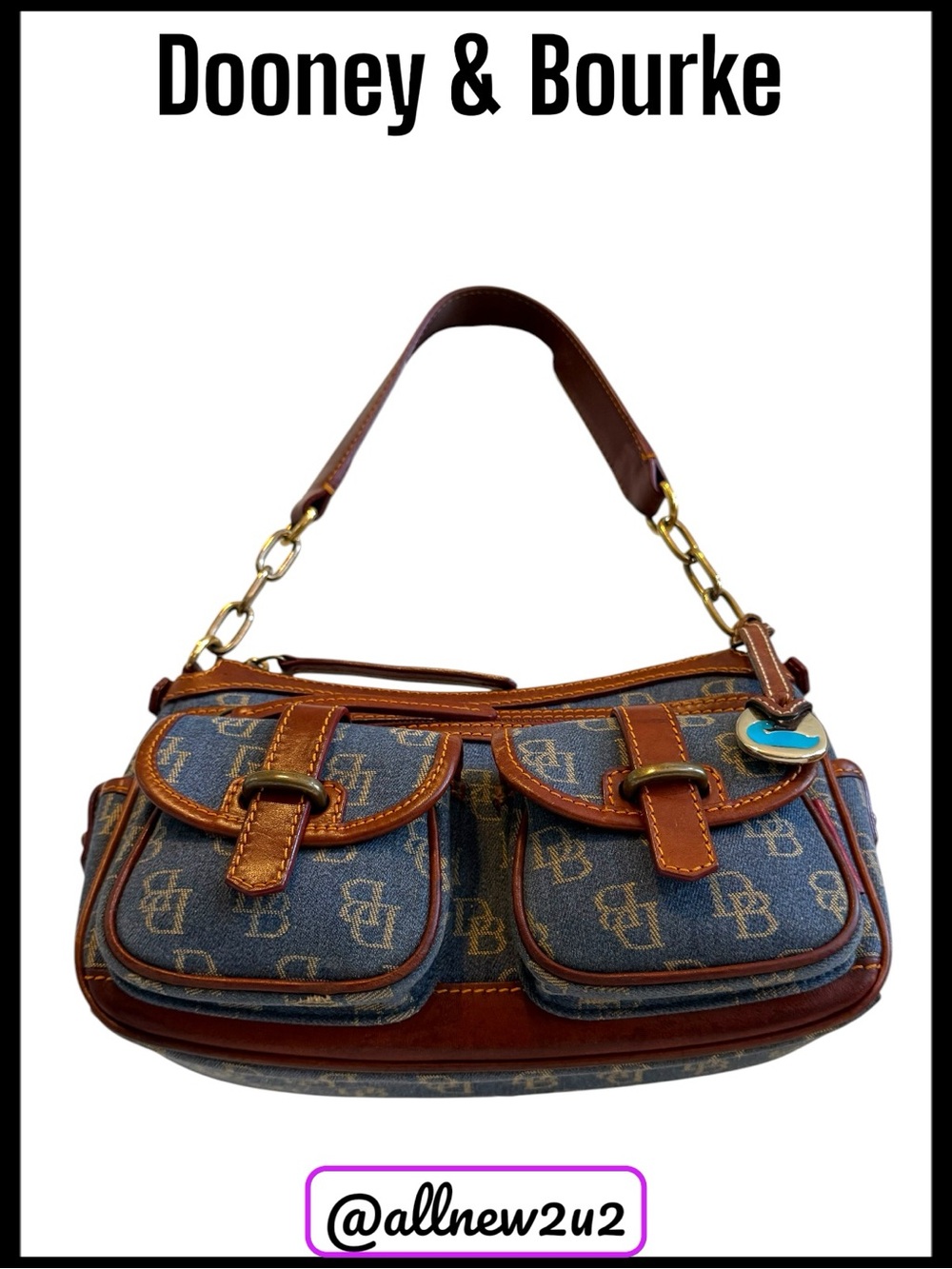 Reserved Dooney & Bourke Vintage Denim Monogram Hobo Baguette Bag - Picture 4 of 14